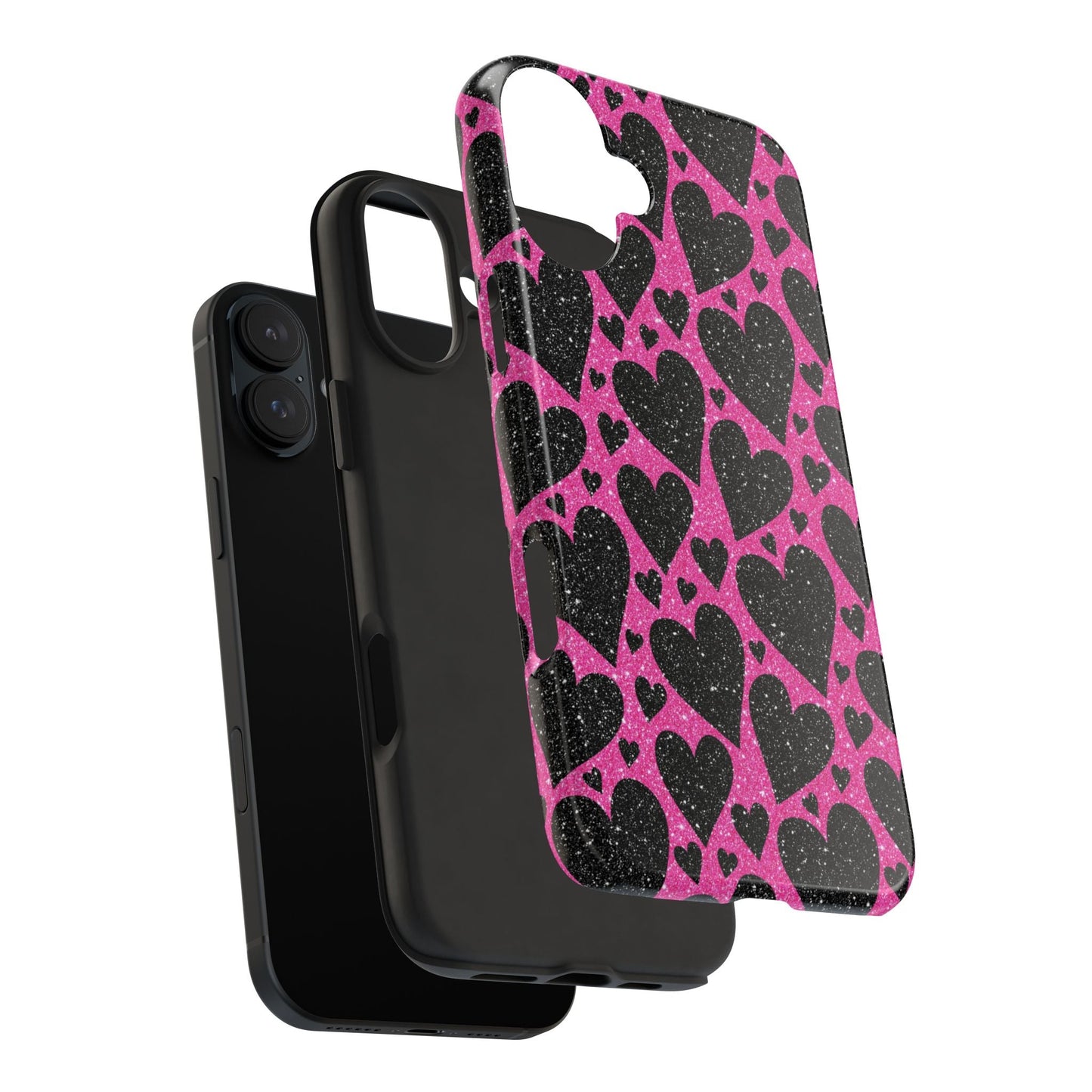 Pink Glitter Hearts iPhone Case - BOGO Cases