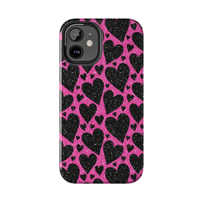 Pink Glitter Hearts iPhone Case - BOGO Cases