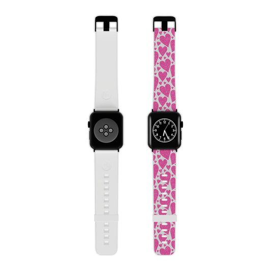  Pink Glitter Hearts Pattern Apple Watch Band - BOGO Cases