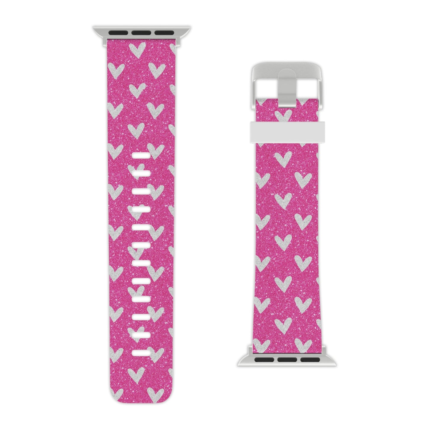 Pink Glitter Hearts Pattern Apple Watch Band - BOGO Cases