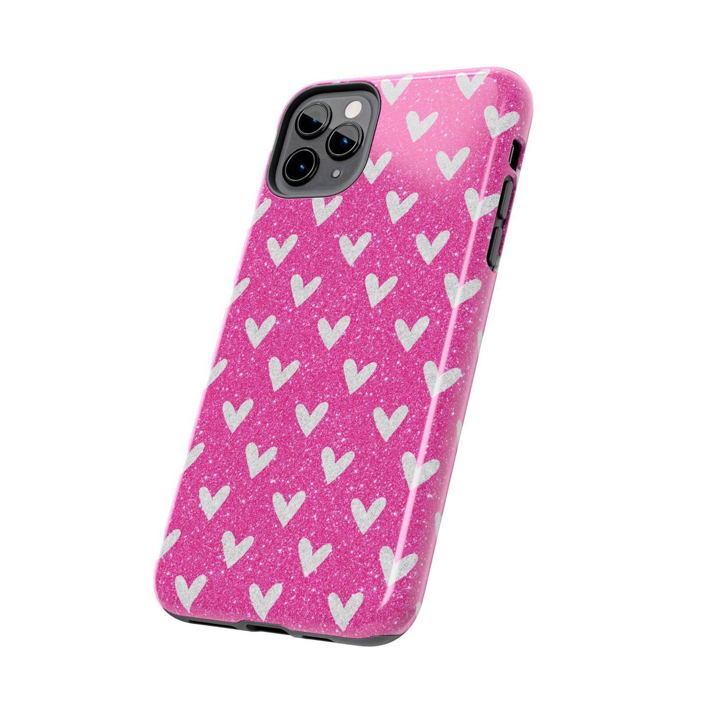 Pink Glitter Hearts Pattern – iPhone Case - BOGO Cases