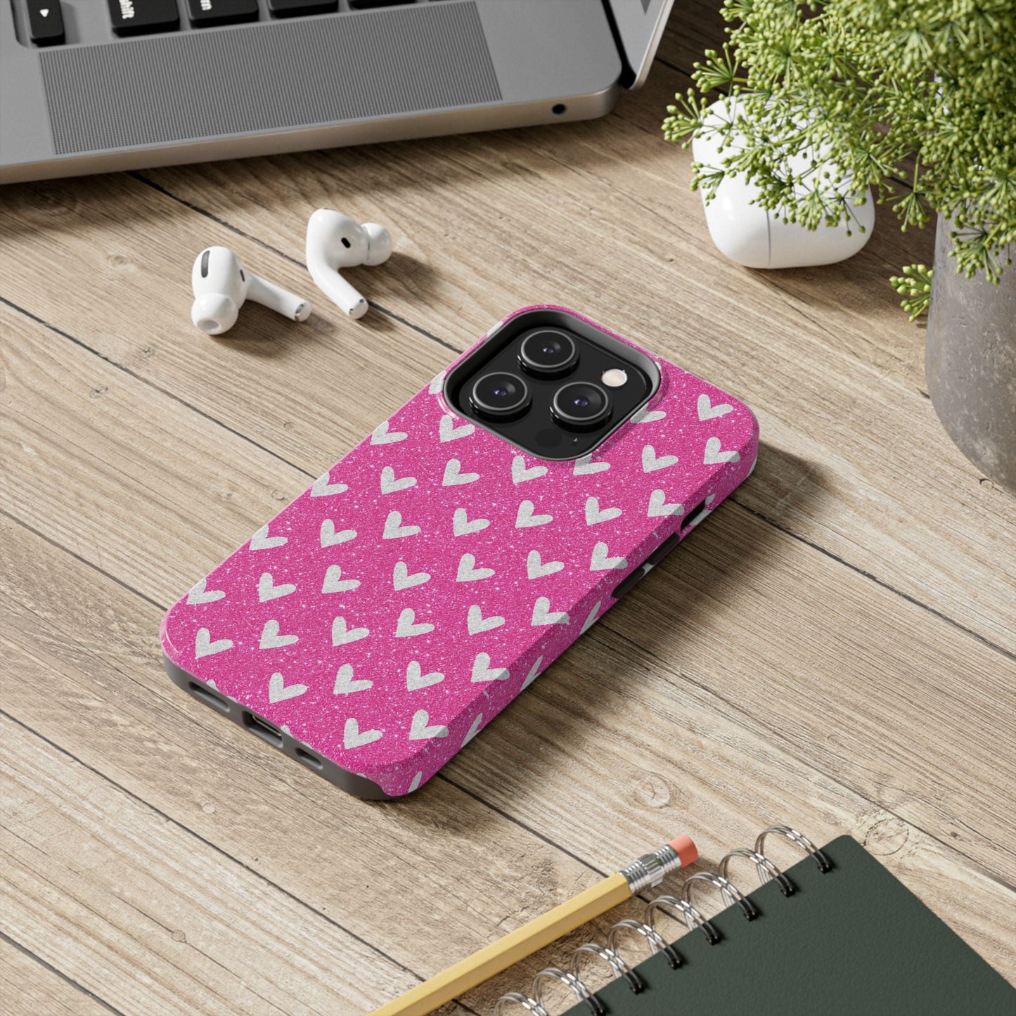 Pink Glitter Hearts Pattern – iPhone Case - BOGO Cases