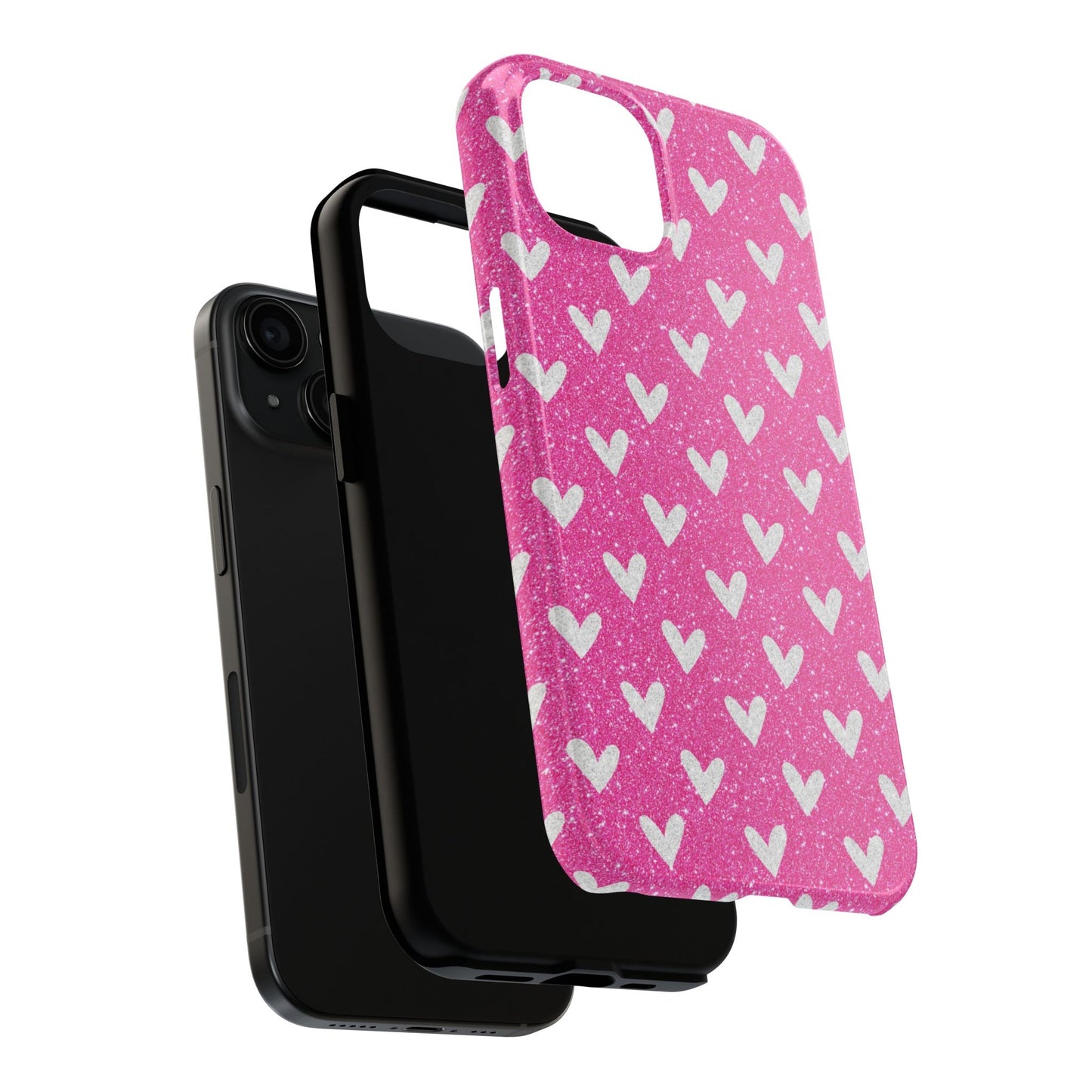 Pink Glitter Hearts Pattern – iPhone Case - BOGO Cases