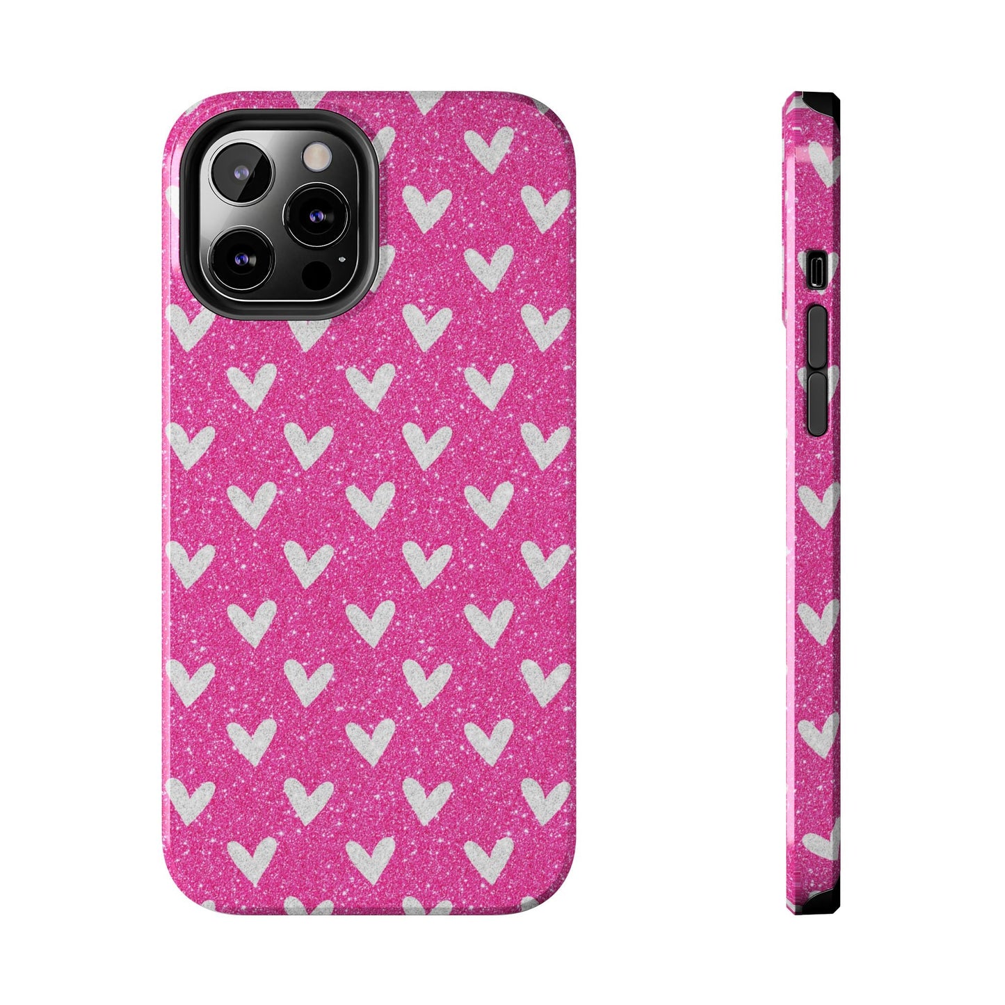 Pink Glitter Hearts Pattern – iPhone Case - BOGO Cases