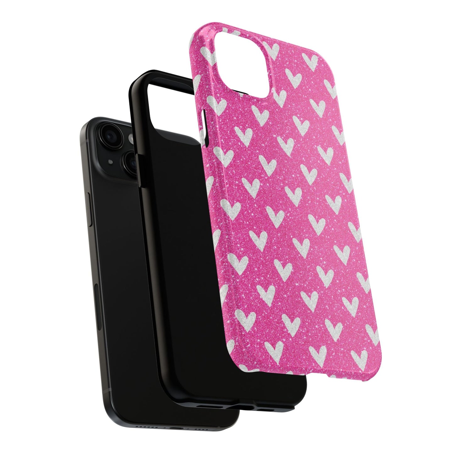 Pink Glitter Hearts Pattern – iPhone Case - BOGO Cases