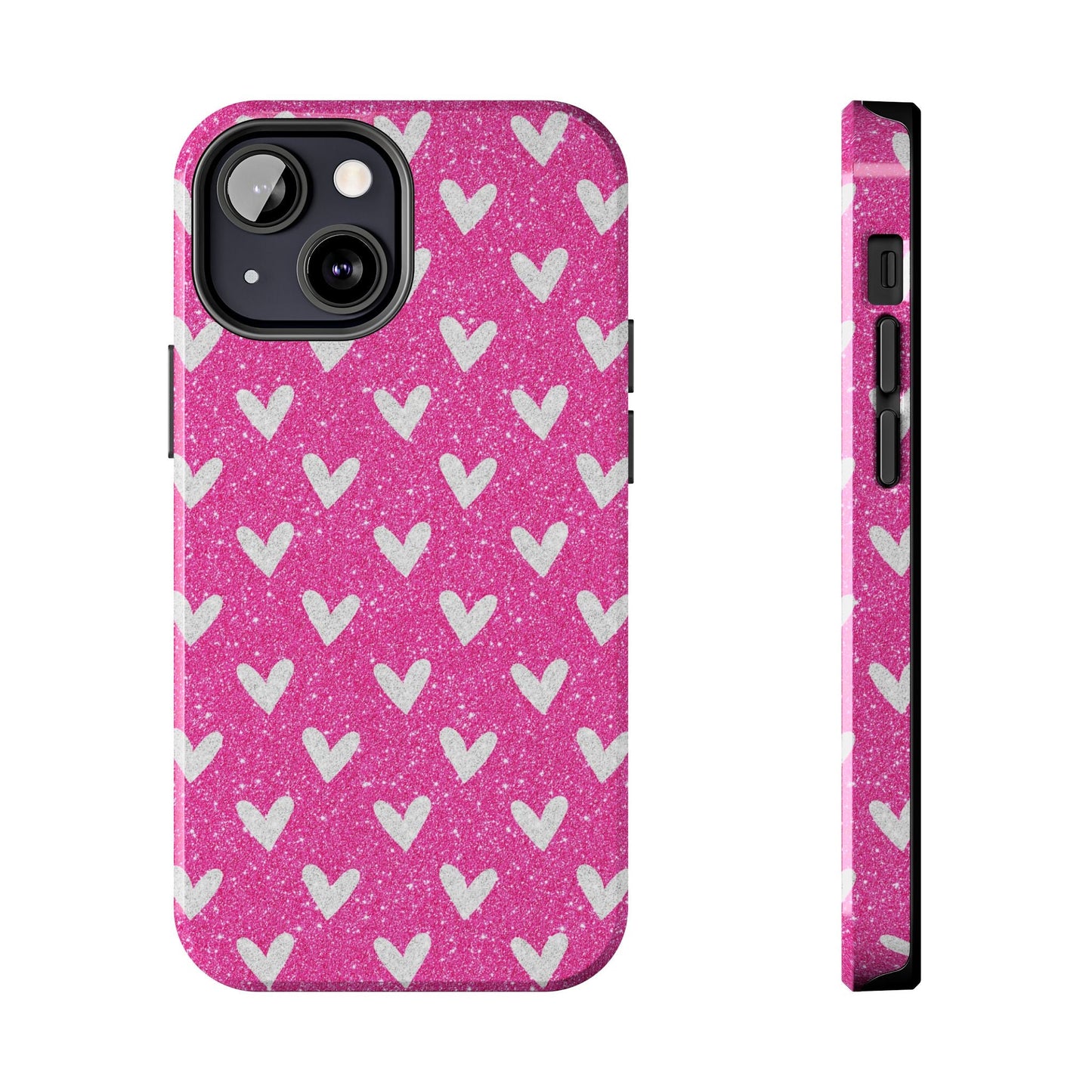 Pink Glitter Hearts Pattern – iPhone Case - BOGO Cases