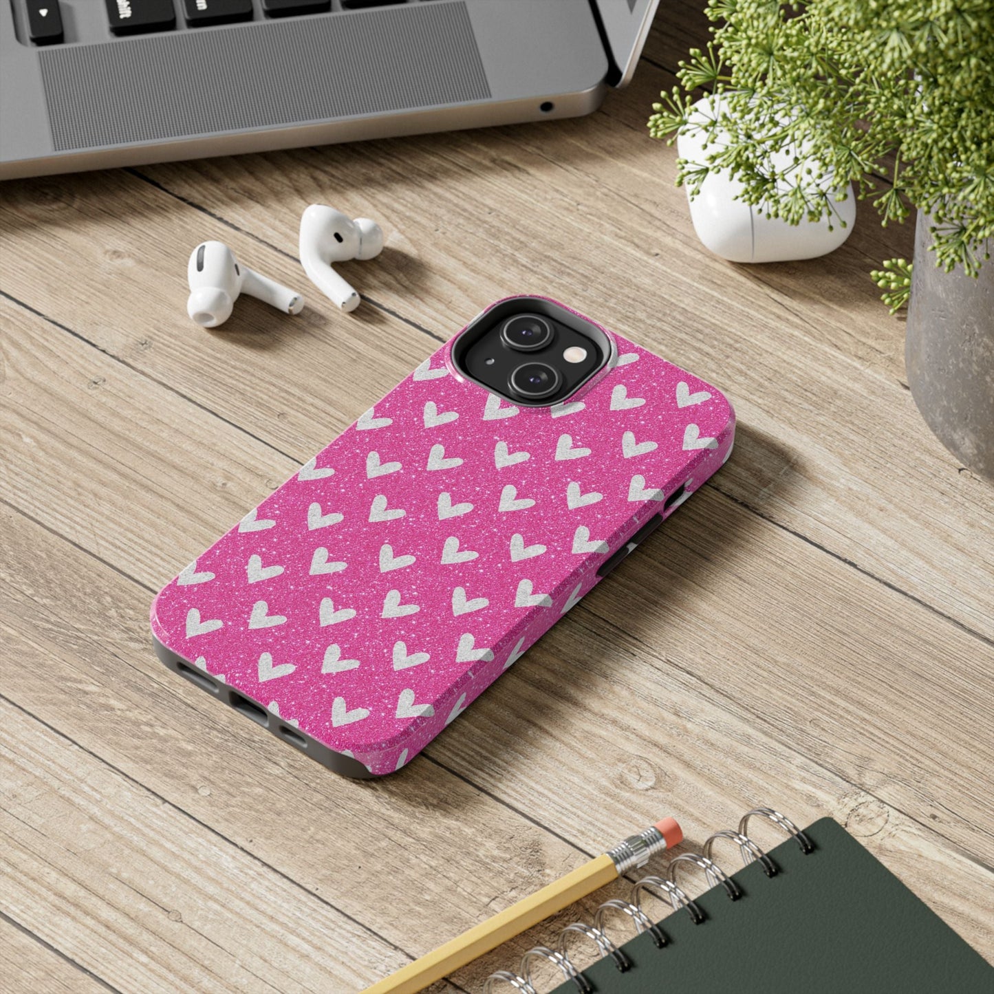 Pink Glitter Hearts Pattern – iPhone Case - BOGO Cases