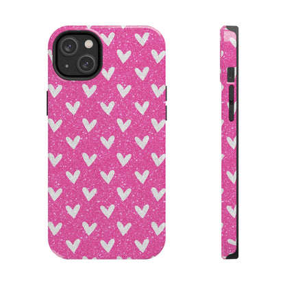 Pink Glitter Hearts Pattern – iPhone Case - BOGO Cases