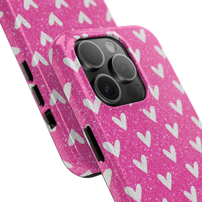 Pink Glitter Hearts Pattern – iPhone Case - BOGO Cases