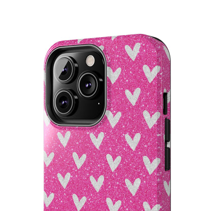 Pink Glitter Hearts Pattern – iPhone Case - BOGO Cases