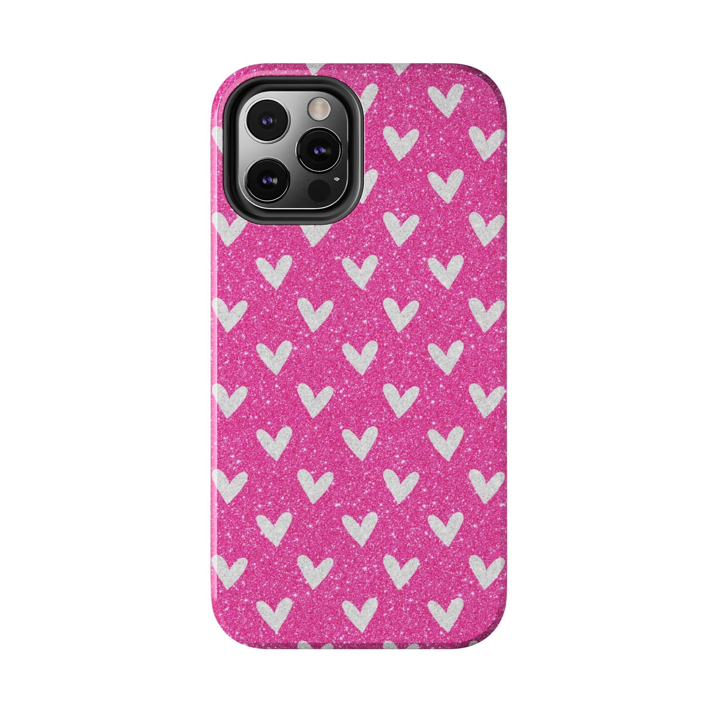 Pink Glitter Hearts Pattern – iPhone Case - BOGO Cases
