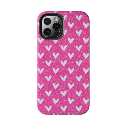 Pink Glitter Hearts Pattern – iPhone Case - BOGO Cases