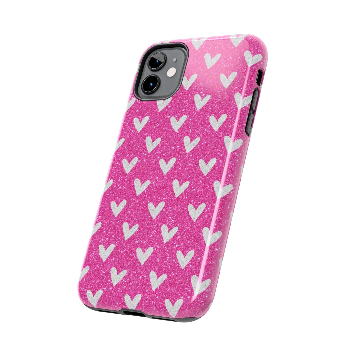 Pink Glitter Hearts Pattern – iPhone Case - BOGO Cases