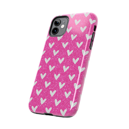 Pink Glitter Hearts Pattern – iPhone Case - BOGO Cases