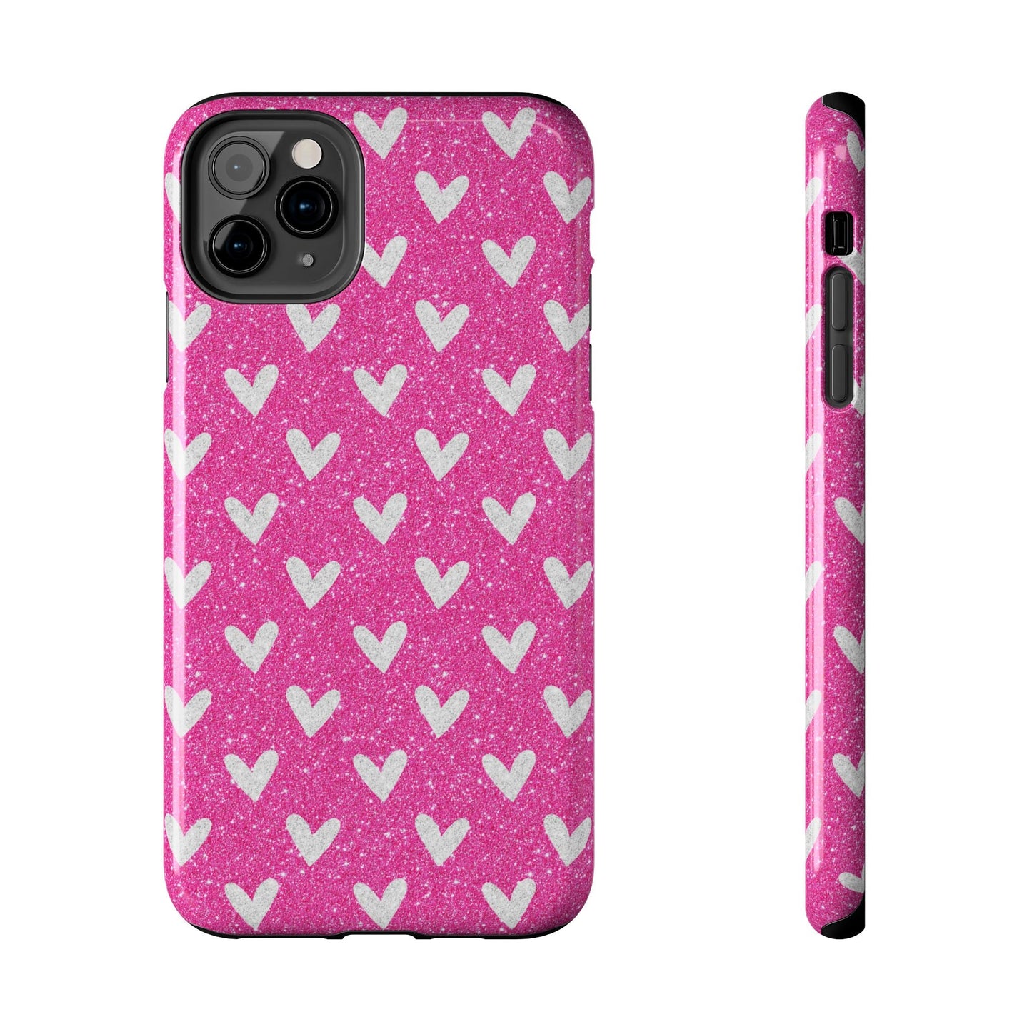 Pink Glitter Hearts Pattern – iPhone Case - BOGO Cases