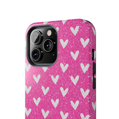 Pink Glitter Hearts Pattern – iPhone Case - BOGO Cases