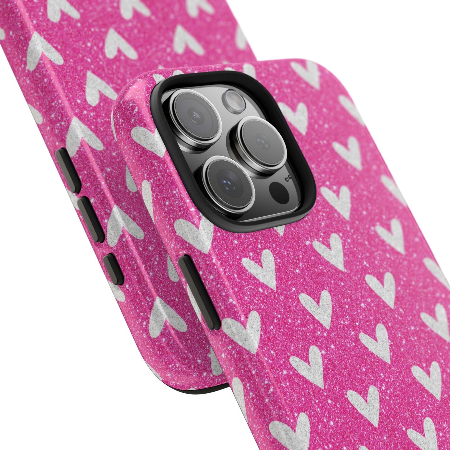 Pink Glitter Hearts Pattern – iPhone Case - BOGO Cases