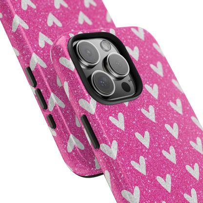 Pink Glitter Hearts Pattern – iPhone Case - BOGO Cases