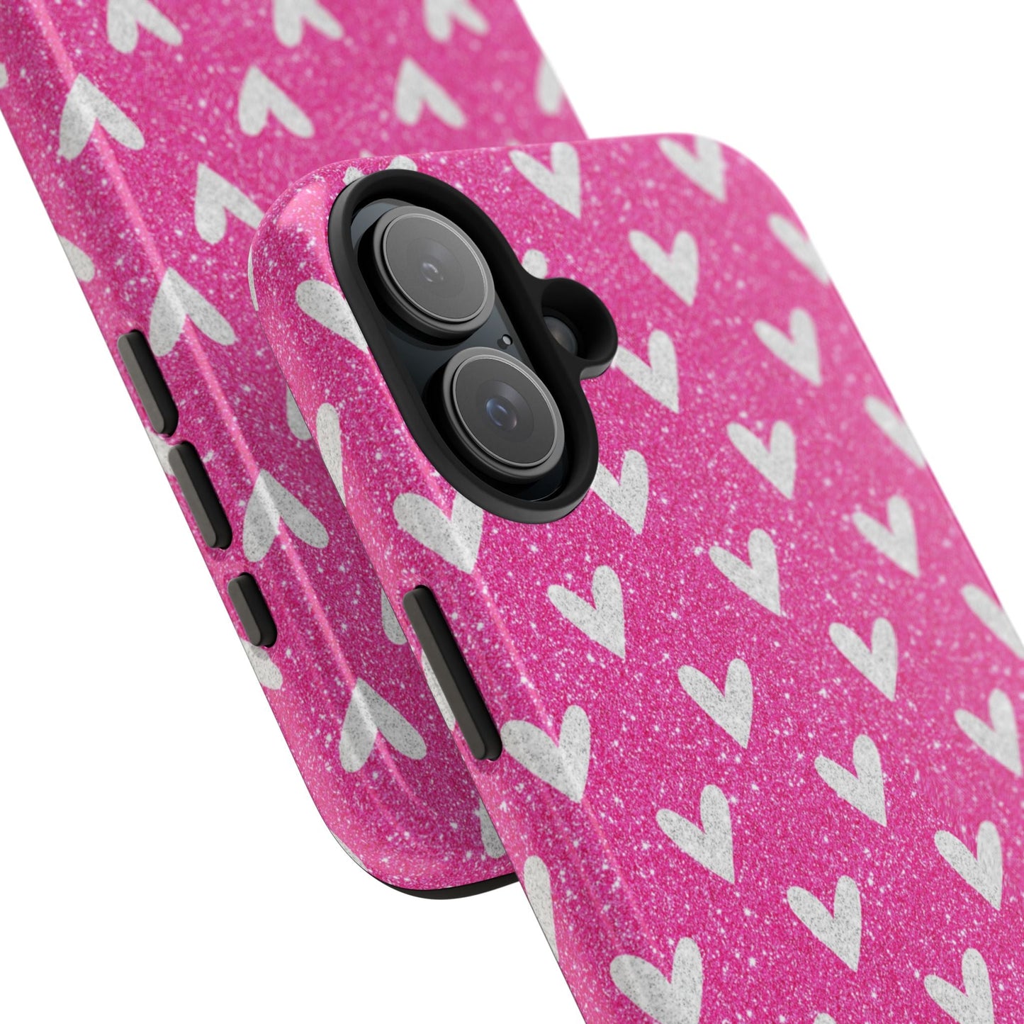 Pink Glitter Hearts Pattern – iPhone Case - BOGO Cases