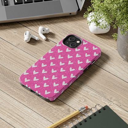 Pink Glitter Hearts Pattern – iPhone Case - BOGO Cases