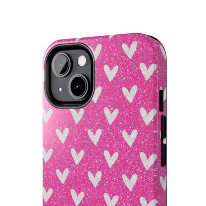 Pink Glitter Hearts Pattern – iPhone Case - BOGO Cases