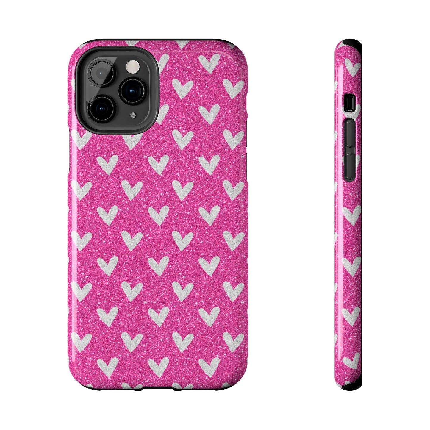 Pink Glitter Hearts Pattern – iPhone Case - BOGO Cases
