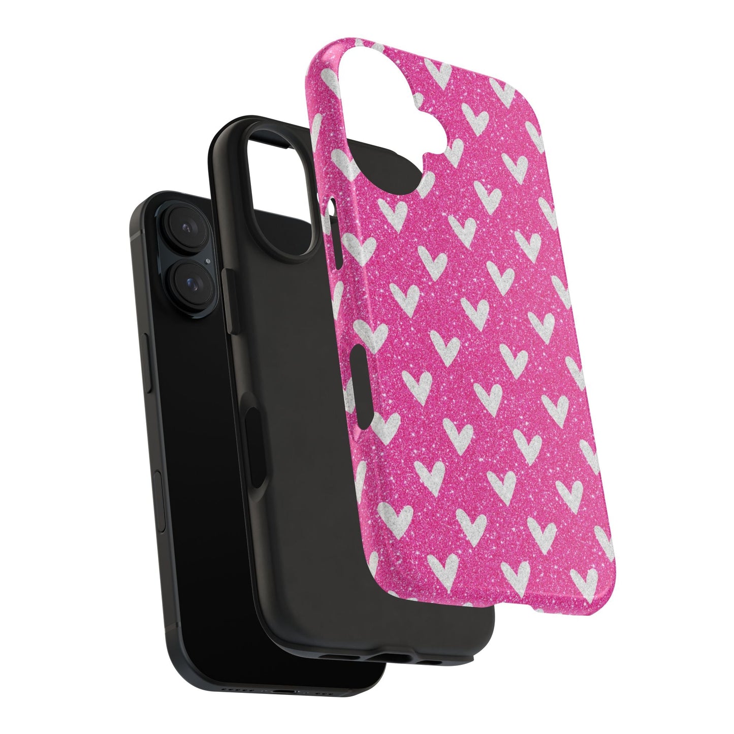 Pink Glitter Hearts Pattern – iPhone Case - BOGO Cases