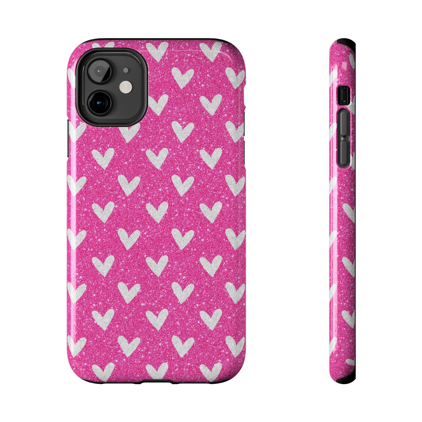 Pink Glitter Hearts Pattern – iPhone Case - BOGO Cases