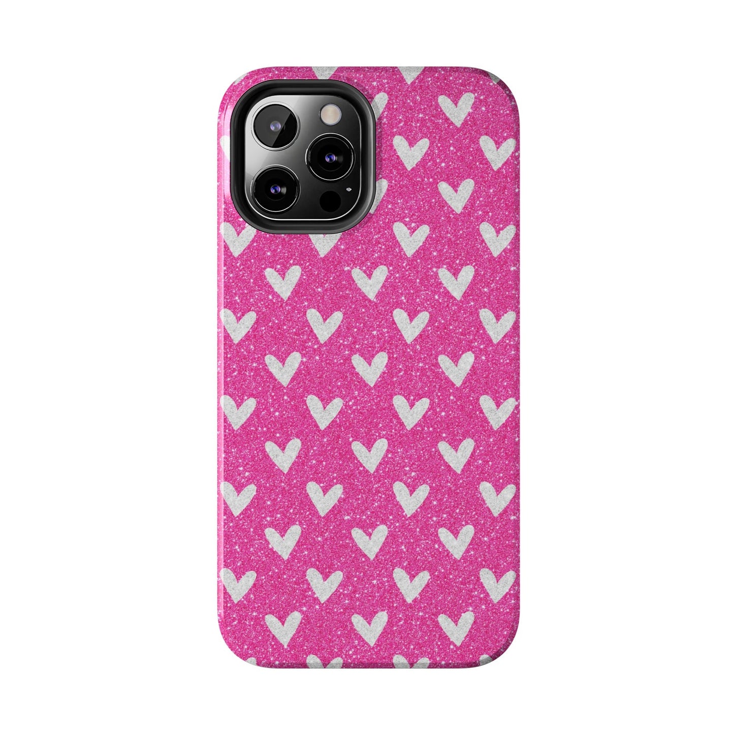 Pink Glitter Hearts Pattern – iPhone Case - BOGO Cases