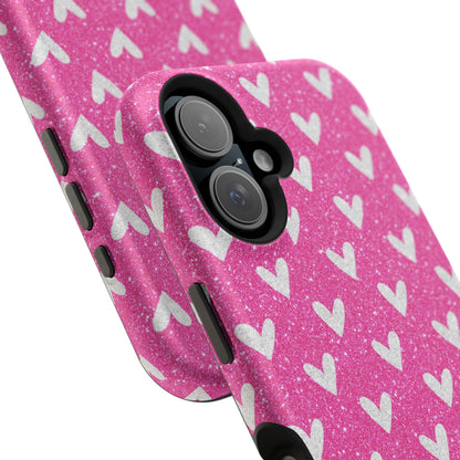 Pink Glitter Hearts Pattern – MagSafe iPhone Case - BOGO Cases