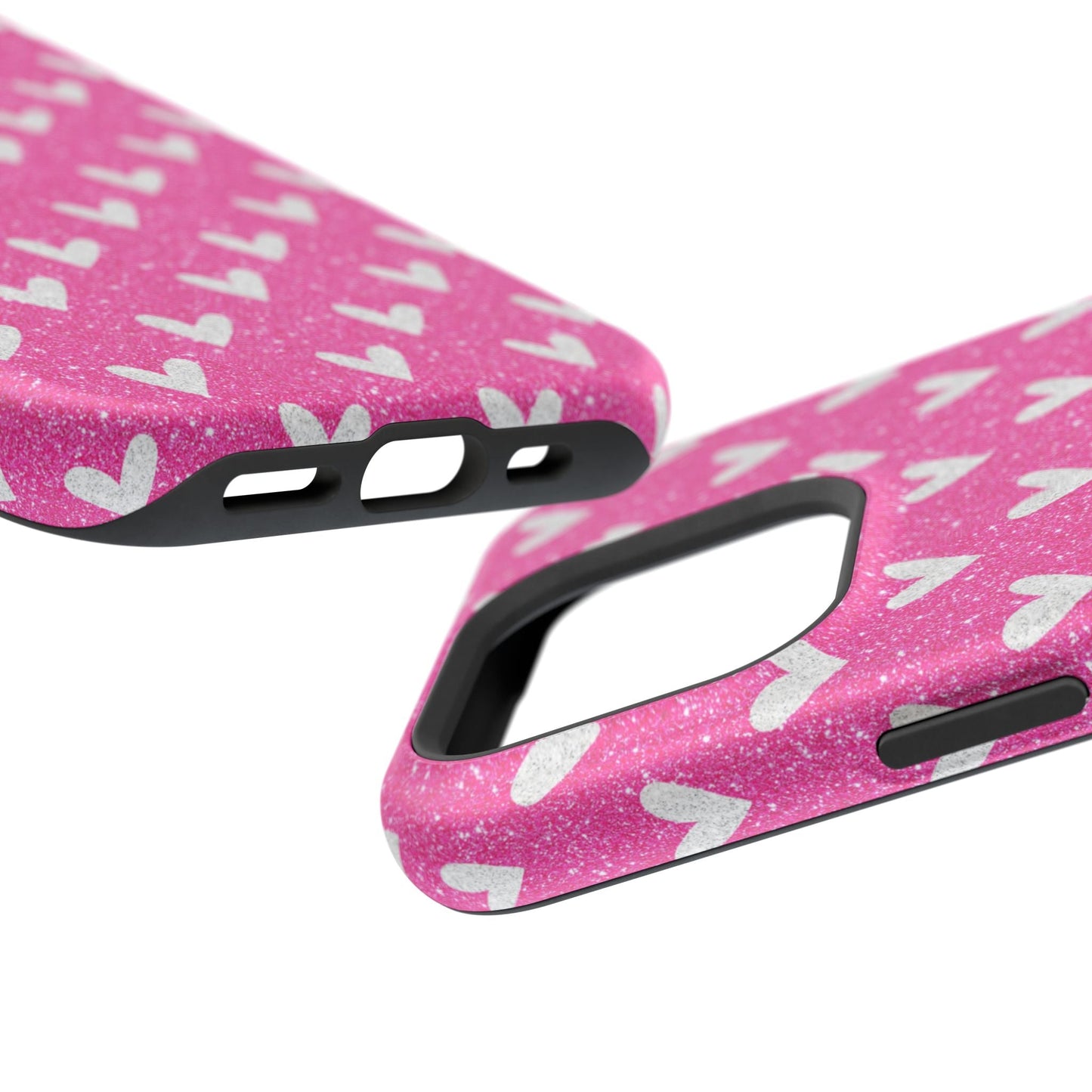 Pink Glitter Hearts Pattern – MagSafe iPhone Case - BOGO Cases