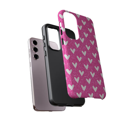 Pink Glitter Hearts Pattern – Samsung Galaxy Case - BOGO Cases
