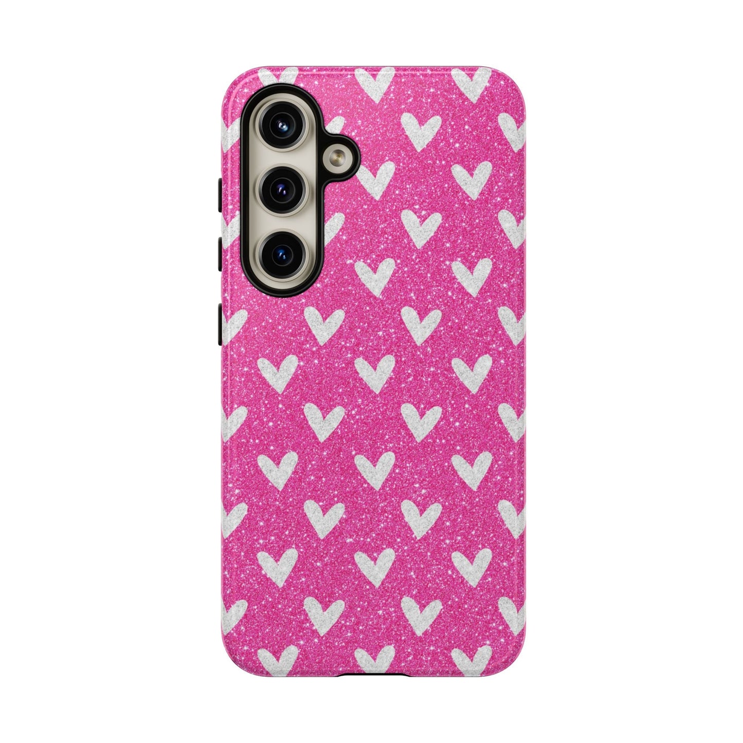 Pink Glitter Hearts Pattern – Samsung Galaxy Case - BOGO Cases