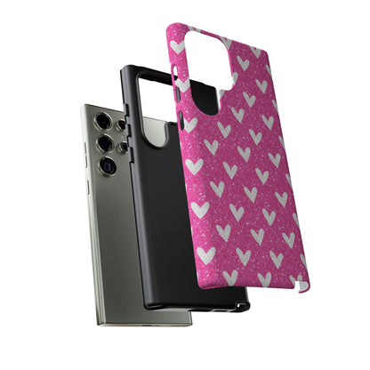 Pink Glitter Hearts Pattern – Samsung Galaxy Case - BOGO Cases