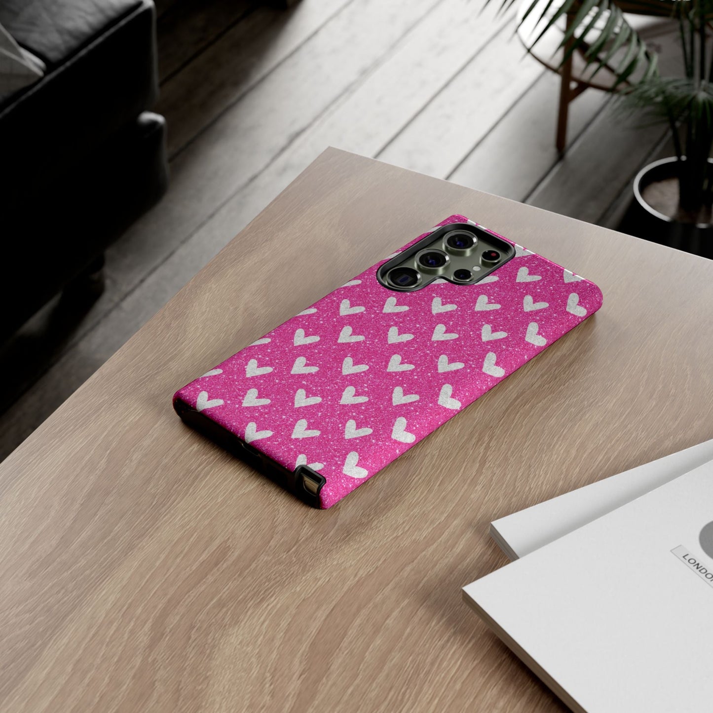 Pink Glitter Hearts Pattern – Samsung Galaxy Case - BOGO Cases