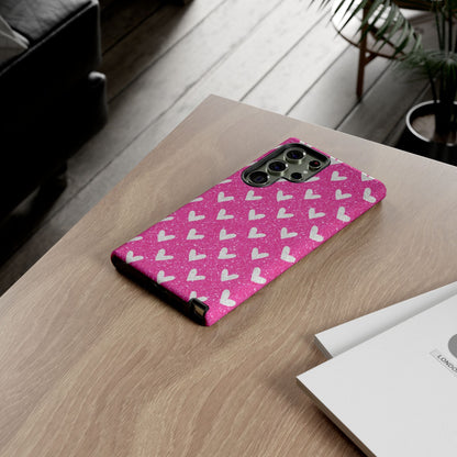 Pink Glitter Hearts Pattern – Samsung Galaxy Case - BOGO Cases