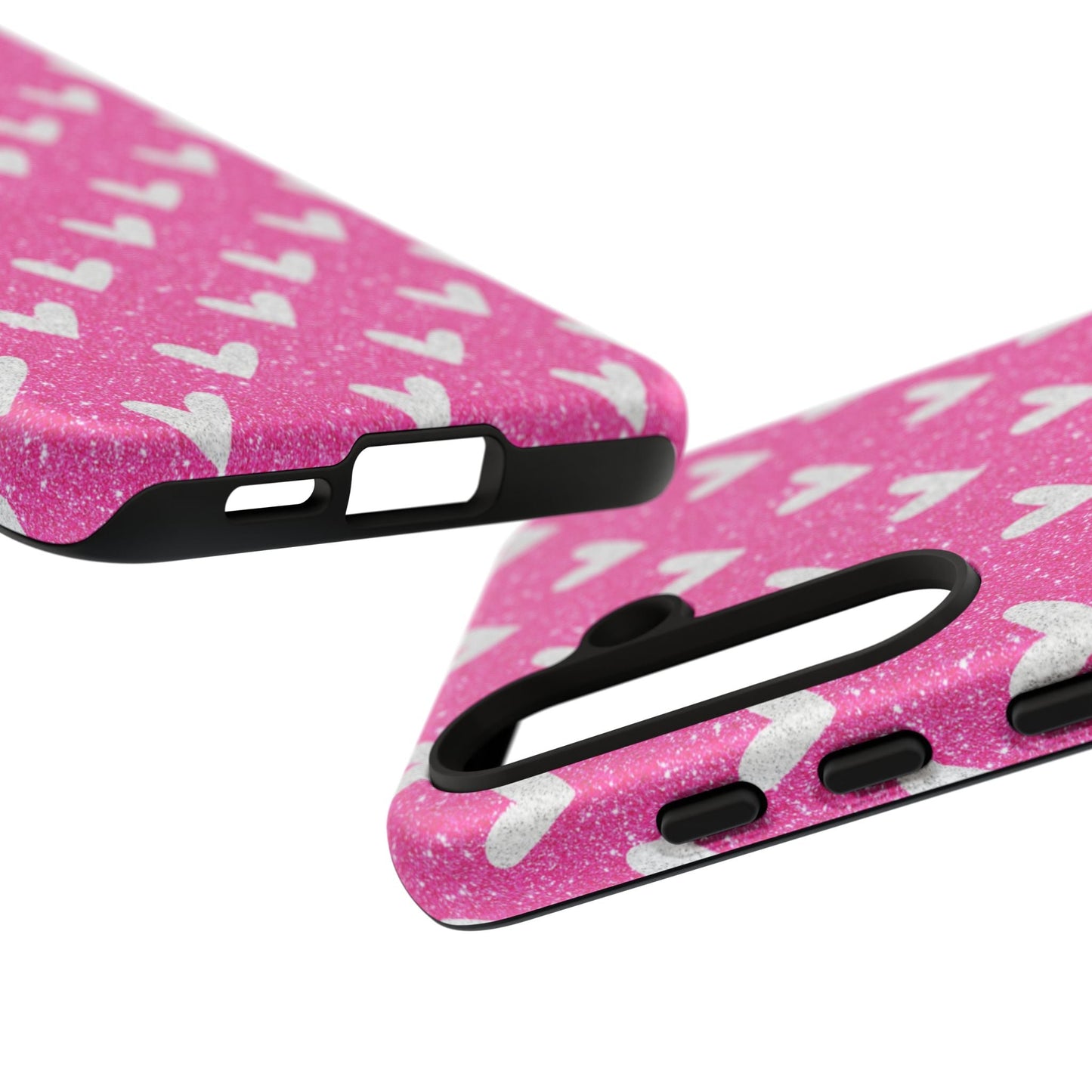 Pink Glitter Hearts Pattern – Samsung Galaxy Case - BOGO Cases