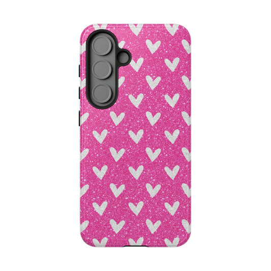 Pink Glitter Hearts Pattern – Samsung Galaxy Case - BOGO Cases