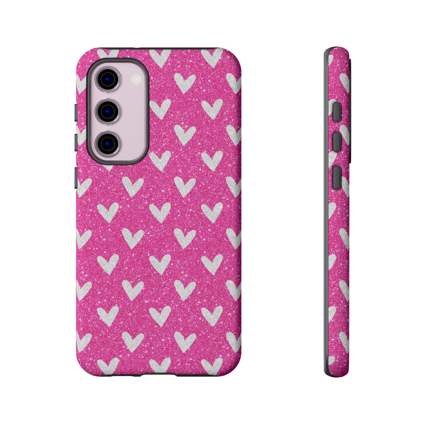 Pink Glitter Hearts Pattern – Samsung Galaxy Case - BOGO Cases