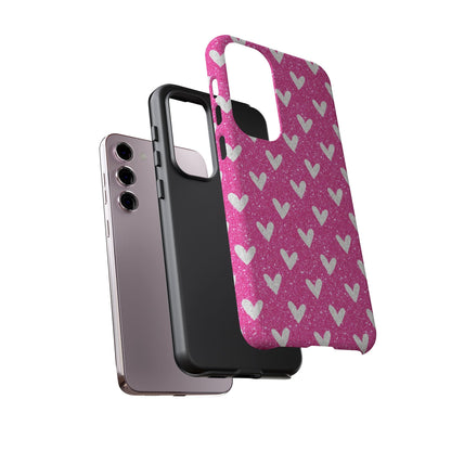 Pink Glitter Hearts Pattern – Samsung Galaxy Case - BOGO Cases