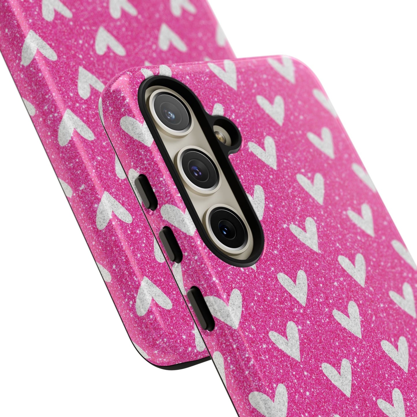 Pink Glitter Hearts Pattern – Samsung Galaxy Case - BOGO Cases