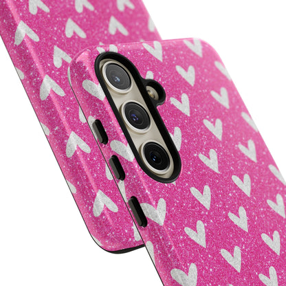 Pink Glitter Hearts Pattern – Samsung Galaxy Case - BOGO Cases
