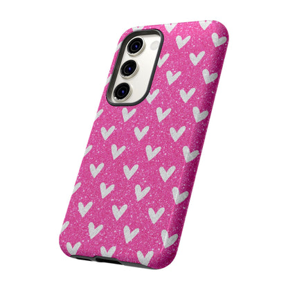 Pink Glitter Hearts Pattern – Samsung Galaxy Case - BOGO Cases