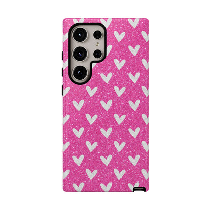 Pink Glitter Hearts Pattern – Samsung Galaxy Case - BOGO Cases