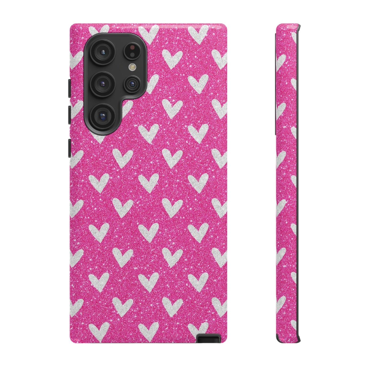 Pink Glitter Hearts Pattern – Samsung Galaxy Case - BOGO Cases