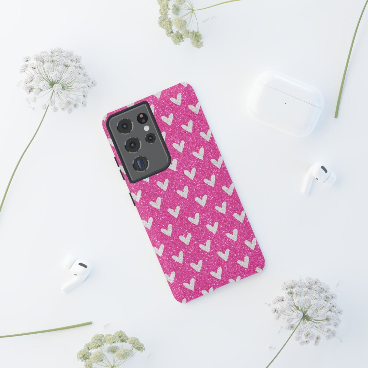 Pink Glitter Hearts Pattern – Samsung Galaxy Case - BOGO Cases