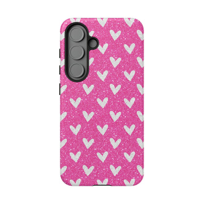Pink Glitter Hearts Pattern – Samsung Galaxy Case - BOGO Cases