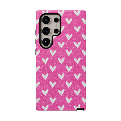 Pink Glitter Hearts Pattern – Samsung Galaxy Case - BOGO Cases