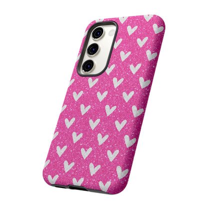Pink Glitter Hearts Pattern – Samsung Galaxy Case - BOGO Cases