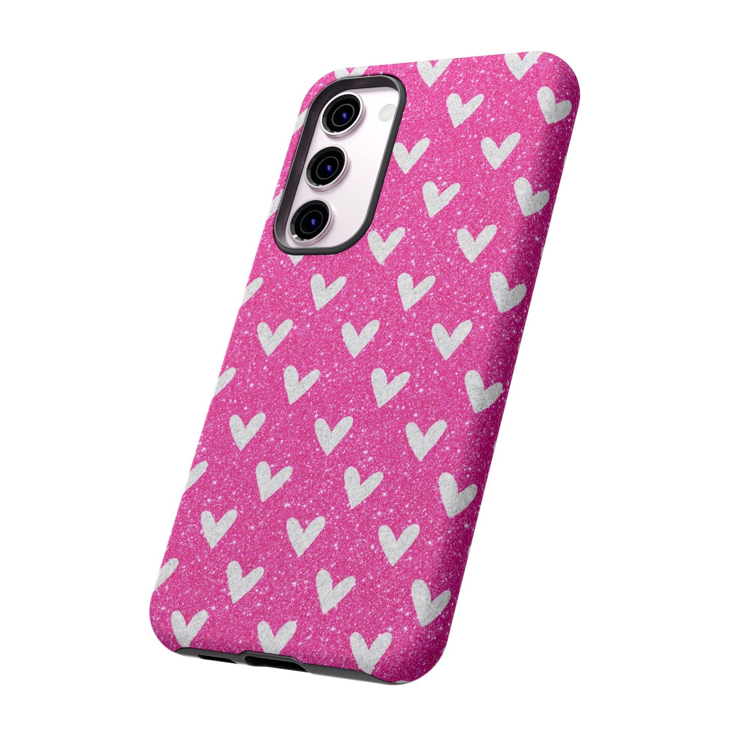 Pink Glitter Hearts Pattern – Samsung Galaxy Case - BOGO Cases